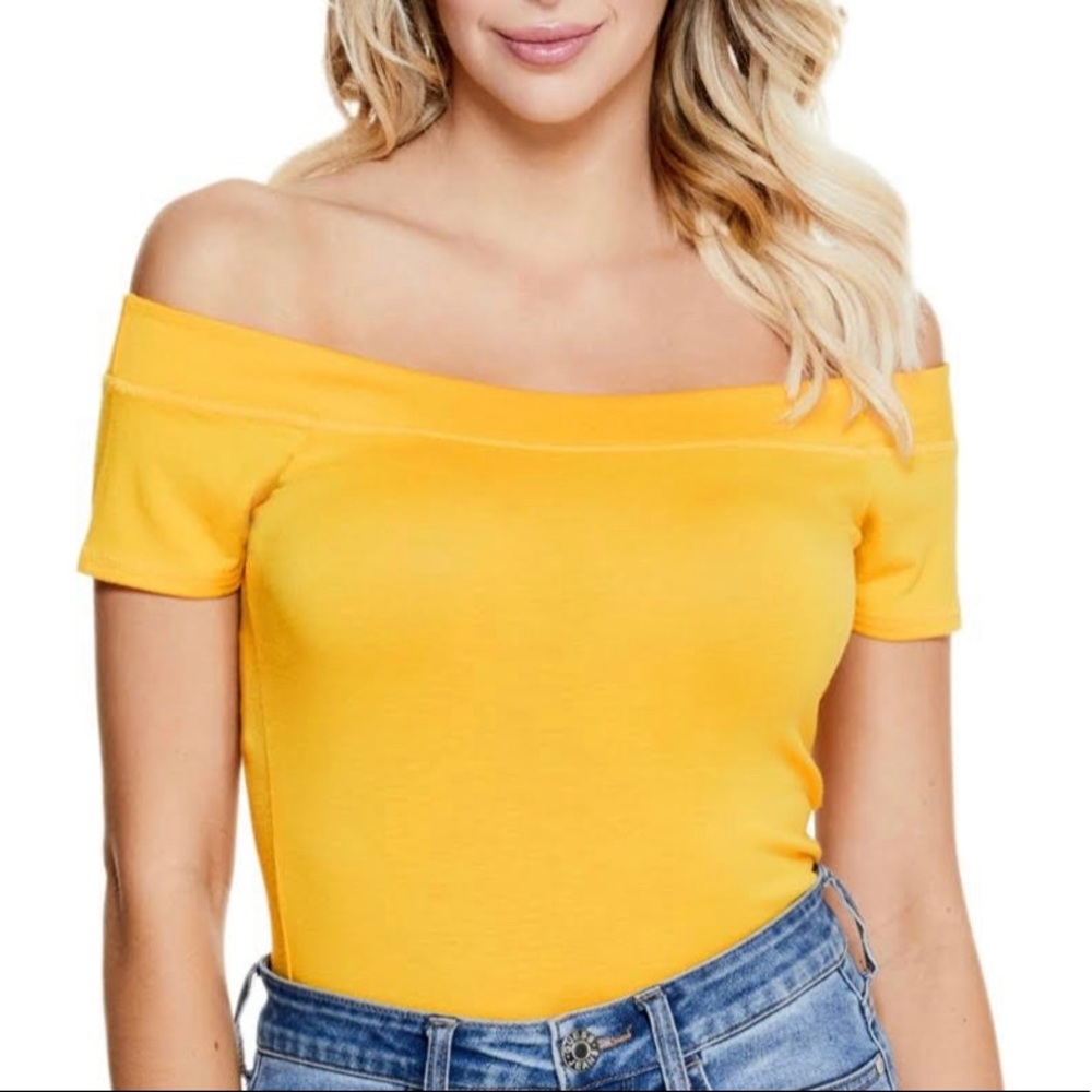Guess yellow off the shoulder top